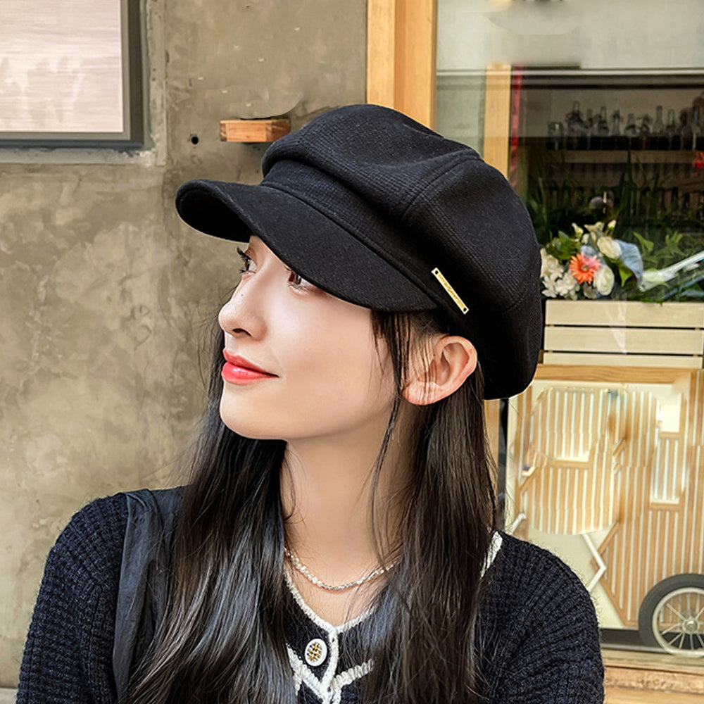 キャスケット 帽子 レディース 韓国風 ブラック