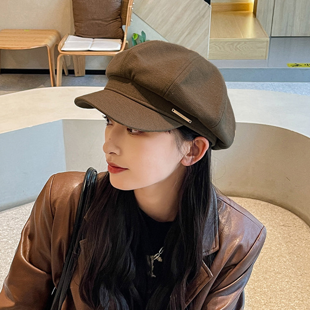 キャスケット 帽子 レディース 韓国風 ブラウン