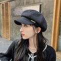 キャスケット 帽子 レディース 韓国風 ダークグレー