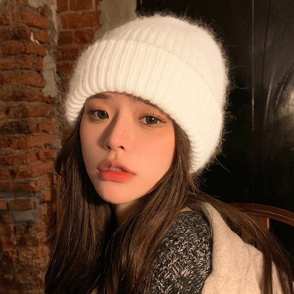 ニット帽子 レディース帽子 韓国 秋冬 ホワイト