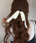 ヘアクリップ リボン レディース アイボリー