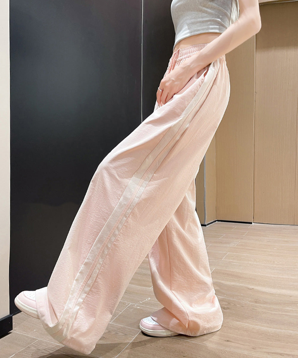 ワイドパンツ 配色 サイドライン 春夏 レディース ハイウエスト リラックス ストレート イージーパンツ ゆったり 着やせ ロングパンツ 大人可愛い運動着 秋 99YHFS-003
