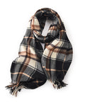 フリンジマフラー チェック柄 韓国風秋冬 ブラック