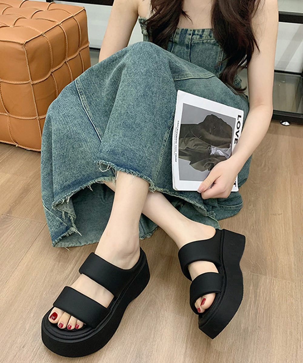 厚底サンダル スリッパサンダル 美脚 夏 ブラック