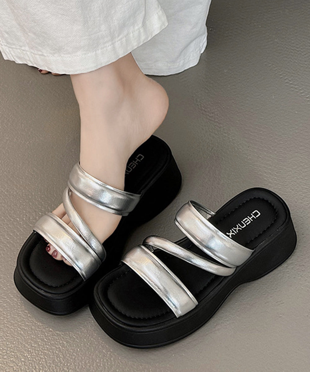 厚底サンダル スリッパサンダル 夏 シルバー