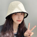 ファー帽子 バケットハット 秋冬 韓国風 アイボリー