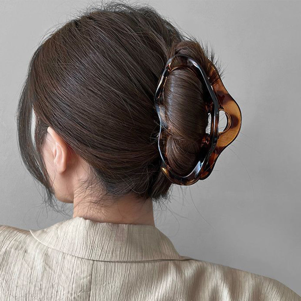 樹脂ヘアクリップ レディース まとめ髪 ヒョウ柄