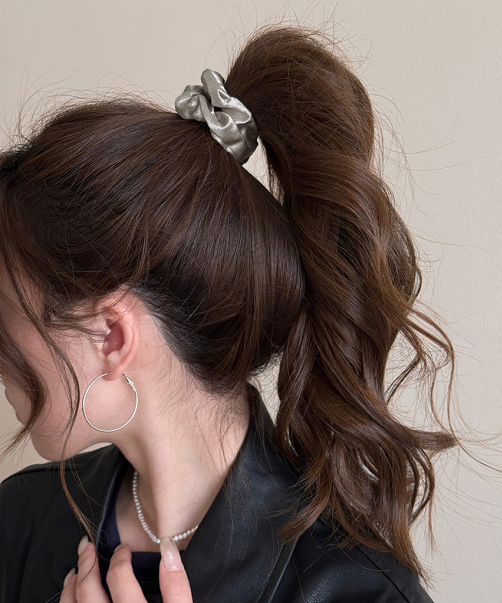 シュシュ サテンプリーツ 韓国風ヘアゴム レディース ヘアアクセサリー 大人可愛い髪留め フェミニン シンプル おしゃれ オフィスカジュアル プレゼント 女子会 99ZYSP-003