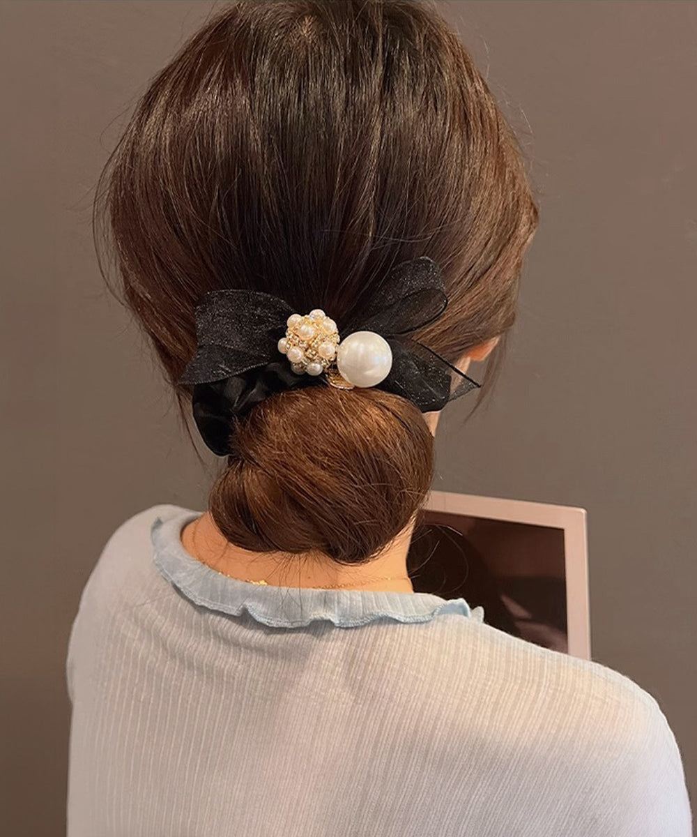シュシュ リボン パール ヘアゴム韓国風 レディース ヘアアクセサリー 光沢 おしゃれ まとめ髪 簡単ヘアアレンジ 大人可愛い  髪留め プチプラ人気 お団子ヘア 99ZYSP-004