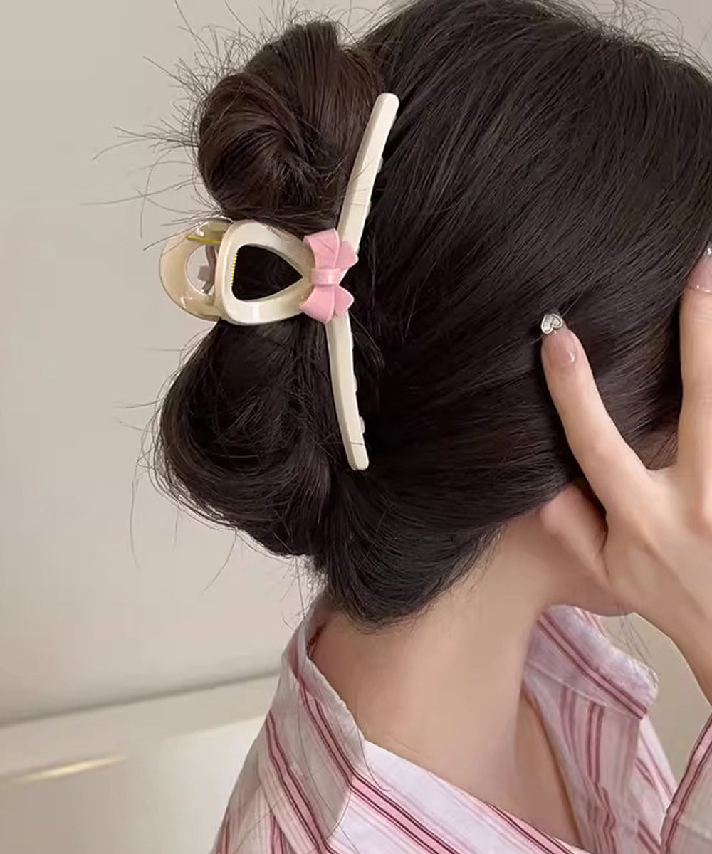 バンスクリップ リボン ヘアクリップ アイボリー