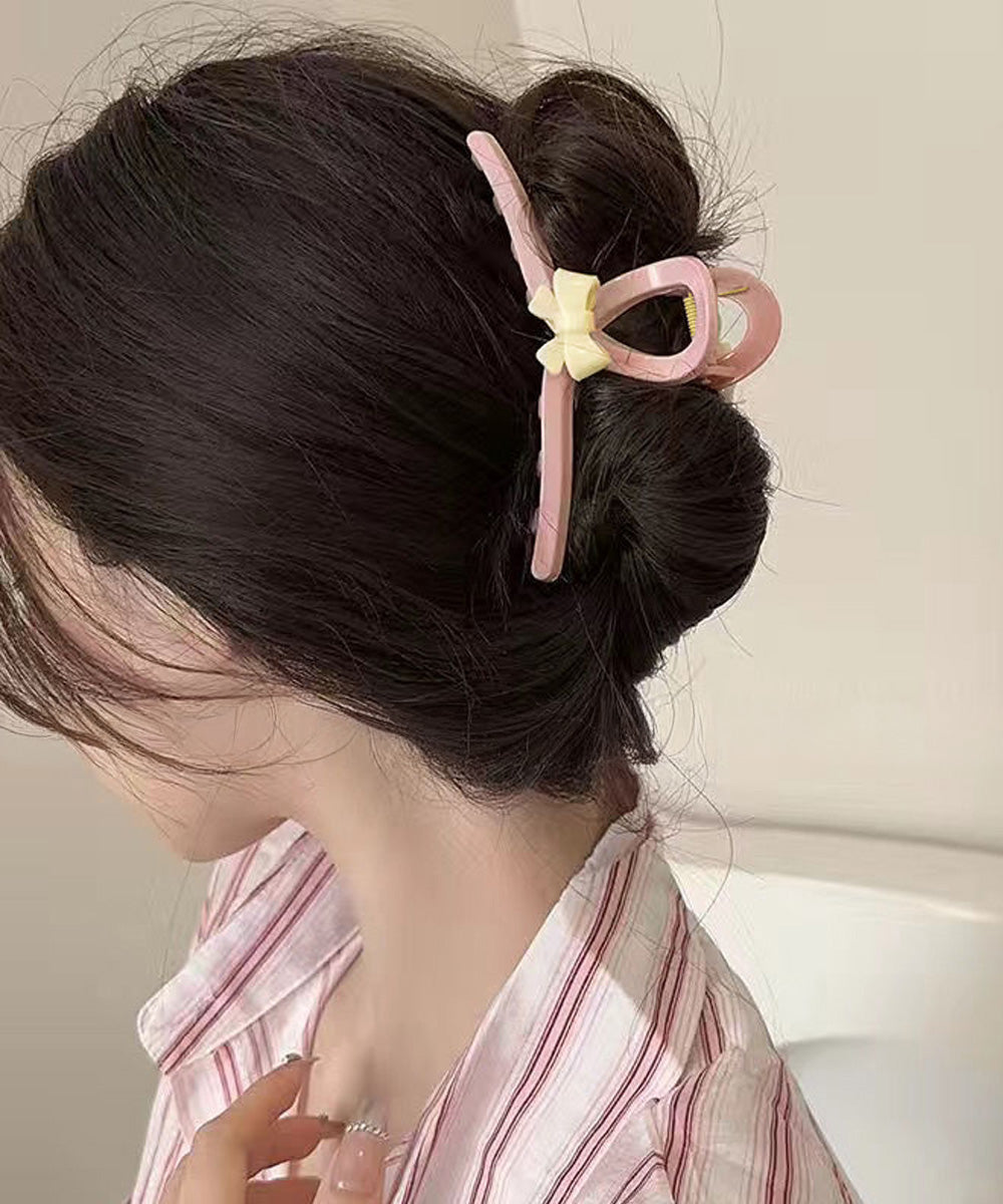 バンスクリップ リボン ヘアクリップ ピンク