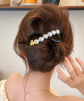 バナナクリップ パール 可愛いくま韓国風 レディース ヘアアクセサリー シンプル オフィスカジュアル きれいめ フェミニン プレゼント 髪飾り 結婚式発表会女子会 99ZYSP-016