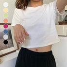 ショート丈tシャツ へそ出し 8色 夏 詳細画像1
