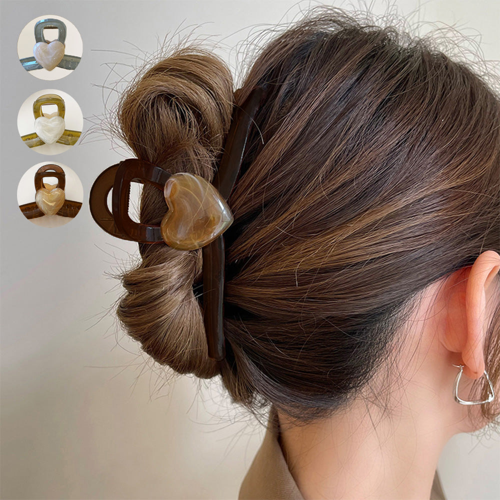 ヘアクリップ バンスクリップ 樹脂ハート 詳細画像1