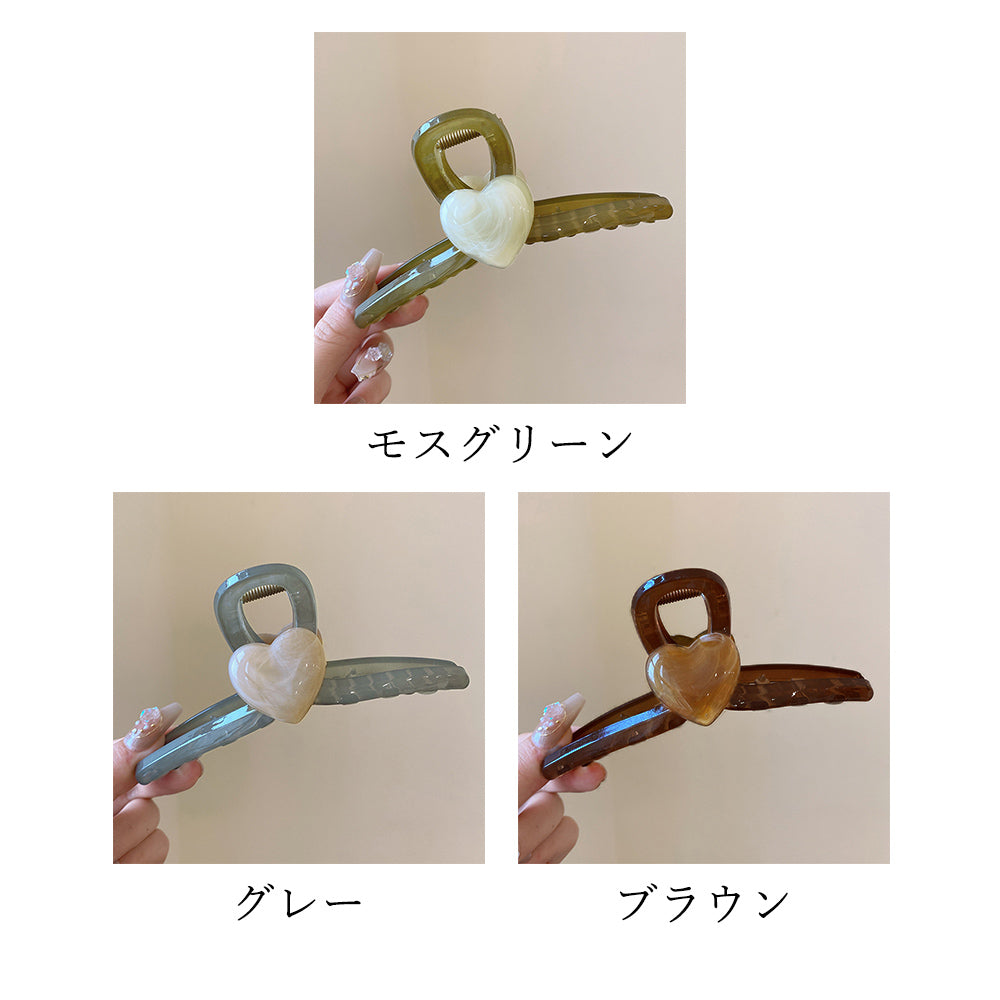 ヘアクリップ バンスクリップ 樹脂ハート 詳細画像2