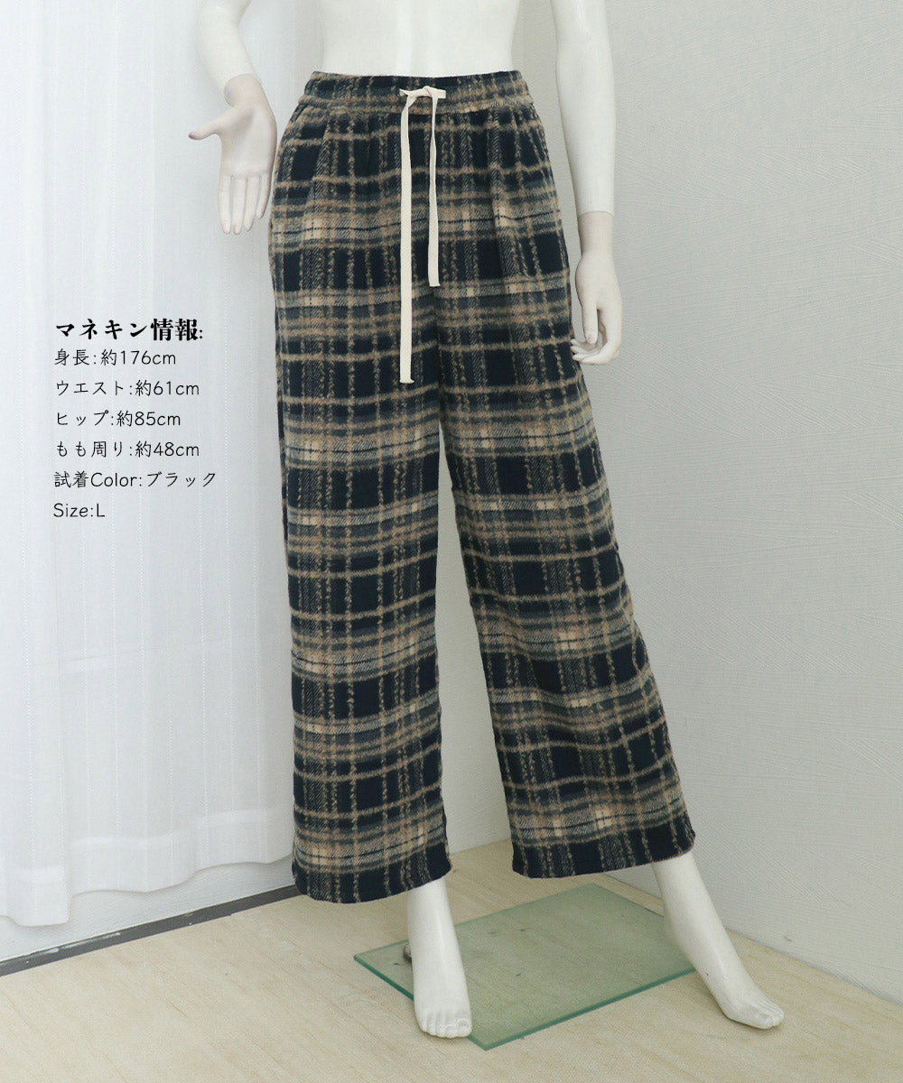 ワイドパンツ チェック柄 レディース 詳細画像12