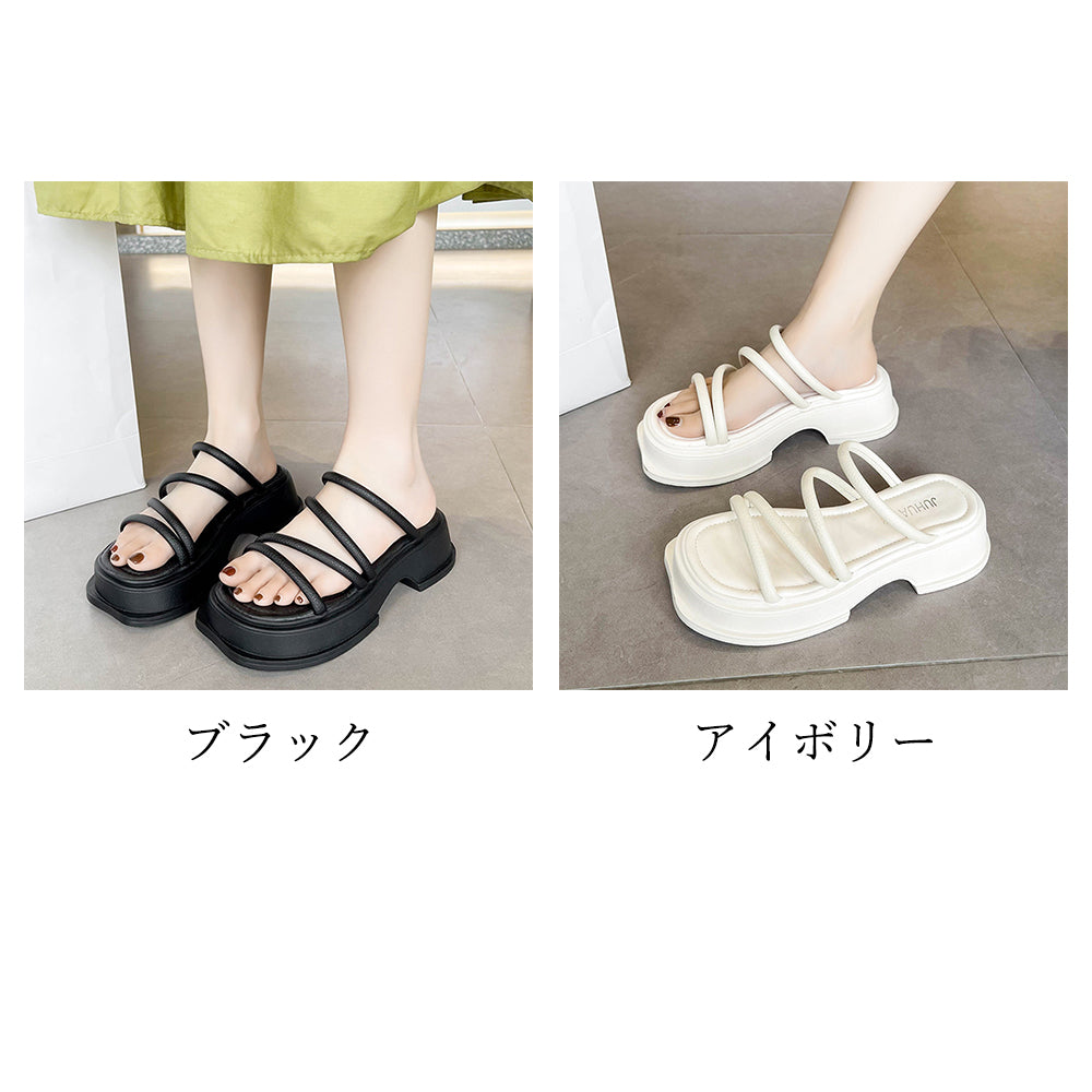 厚底サンダル ストラップ 美脚 韓国 夏 詳細画像2