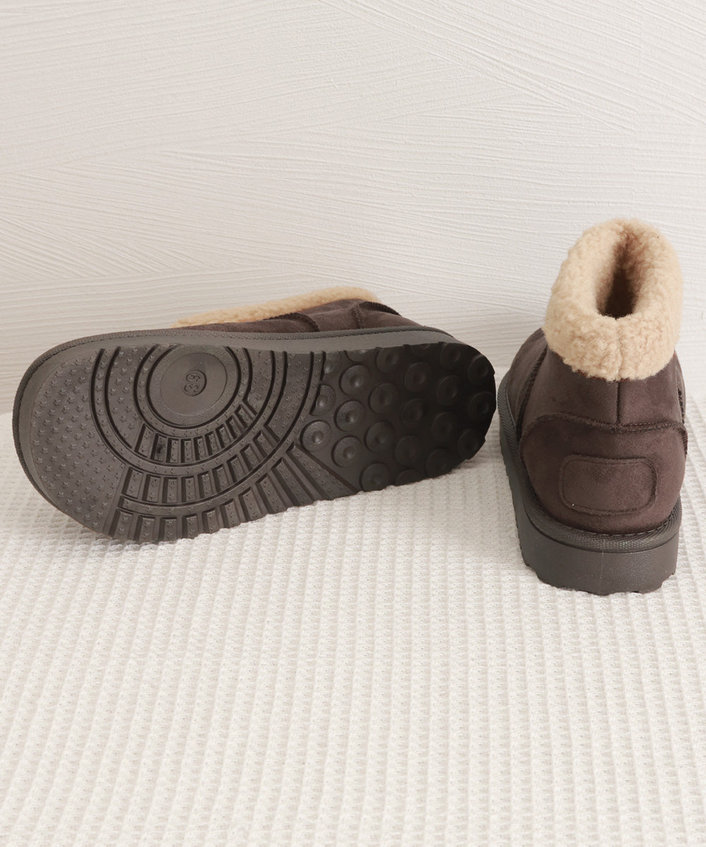 ムートンブーツ 厚底無地 ショートブーツ