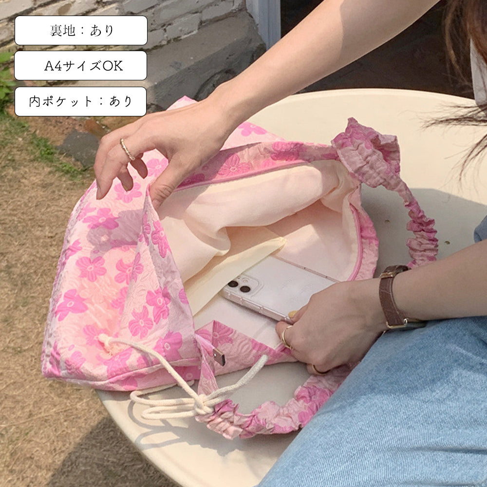 花柄トートバッグ ショルダーバッグ 軽量 詳細画像3