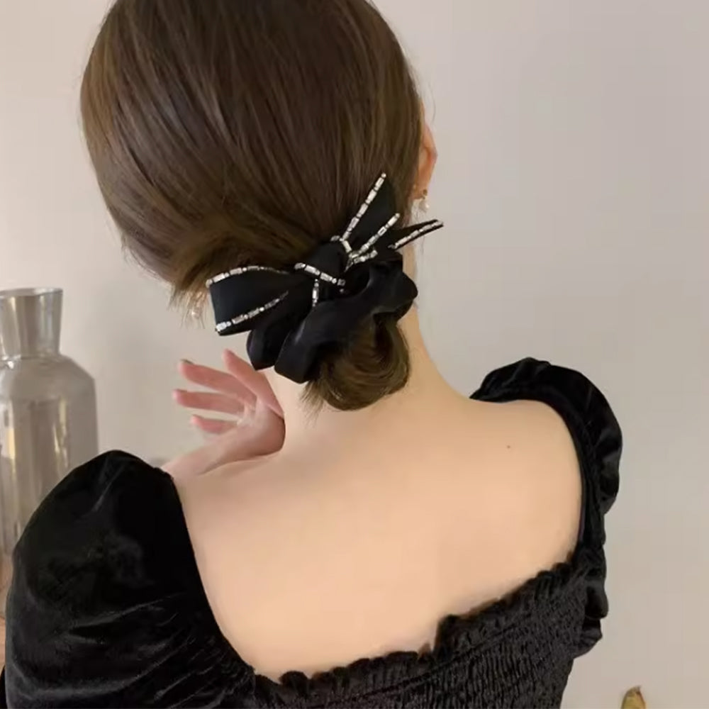 リボンシュシュ キラキラヘアゴム 蝶結び