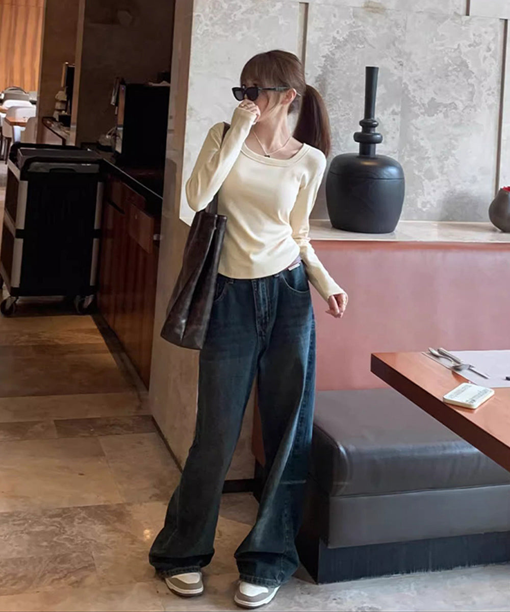 長袖Tシャツ レディース スクエアネック 詳細画像3
