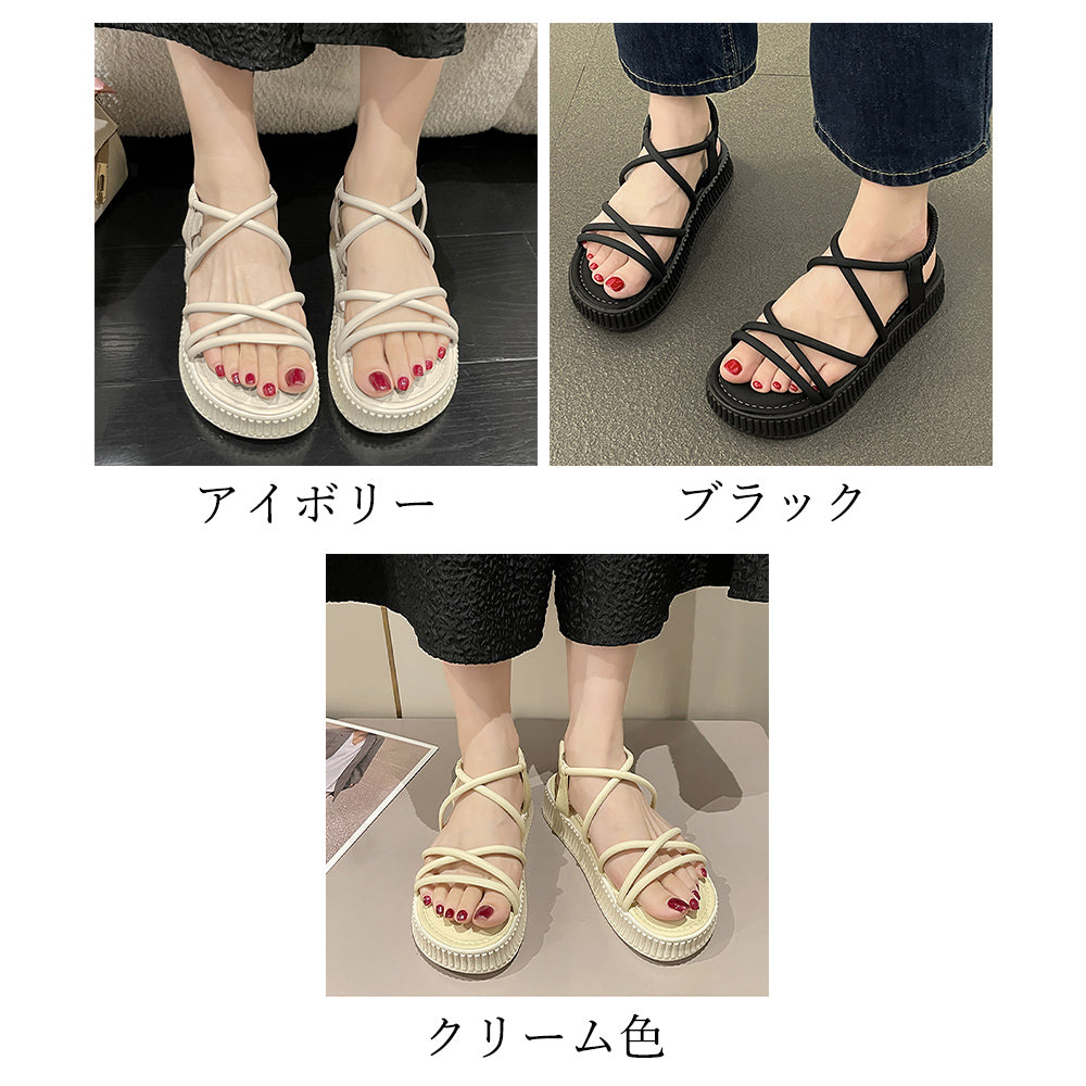 厚底サンダル ストラップサンダル 夏 詳細画像2