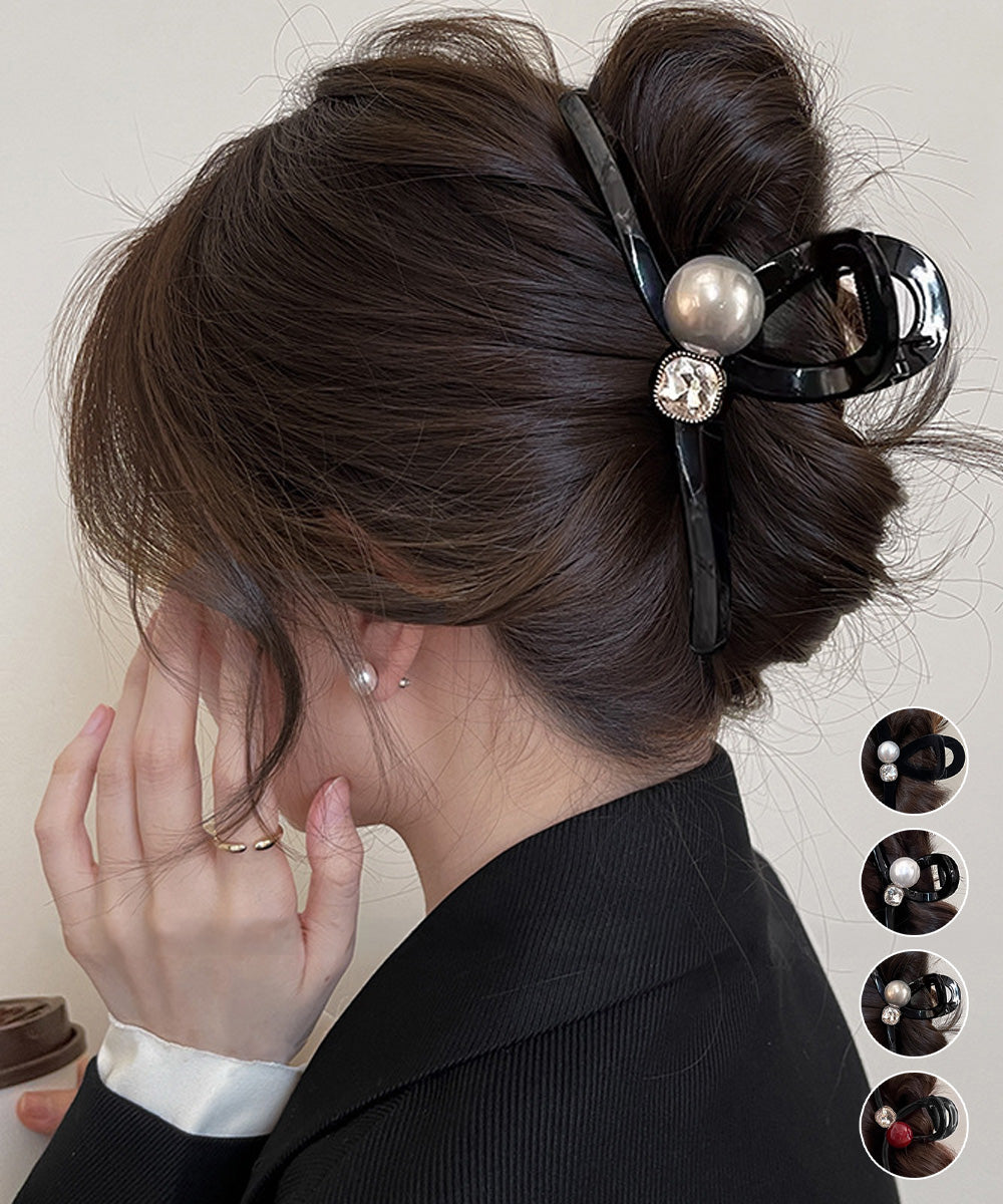 バンスクリップ ヘアクリップ パール 詳細画像1