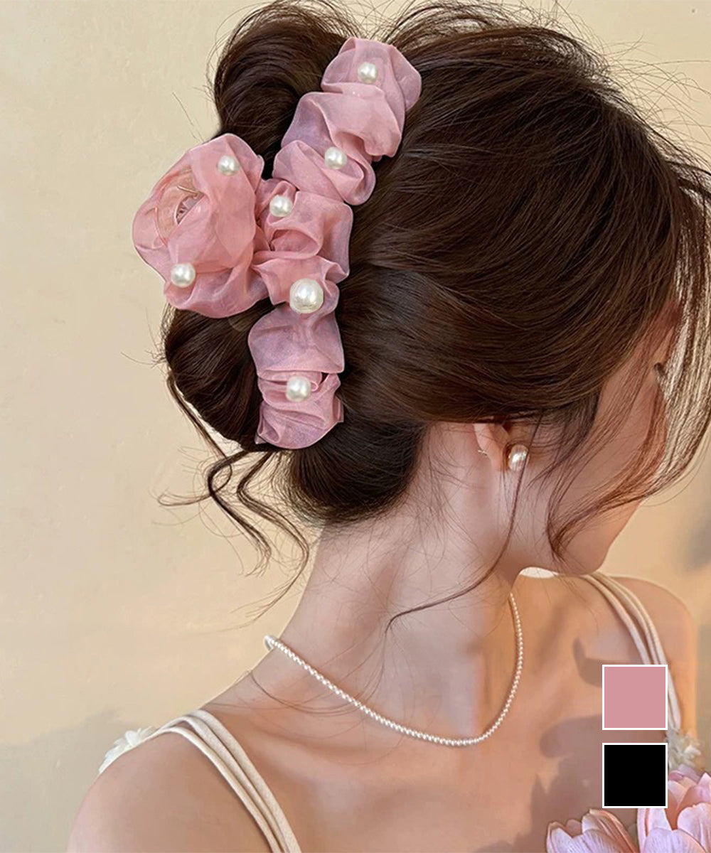 バンスクリップ ヘアクリップ パール 詳細画像1