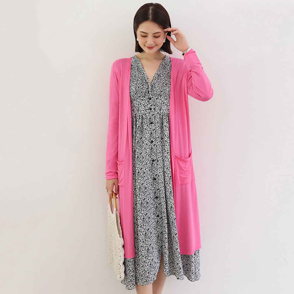 無地 サマーカーディガン レディース夏服 チェリーピンク