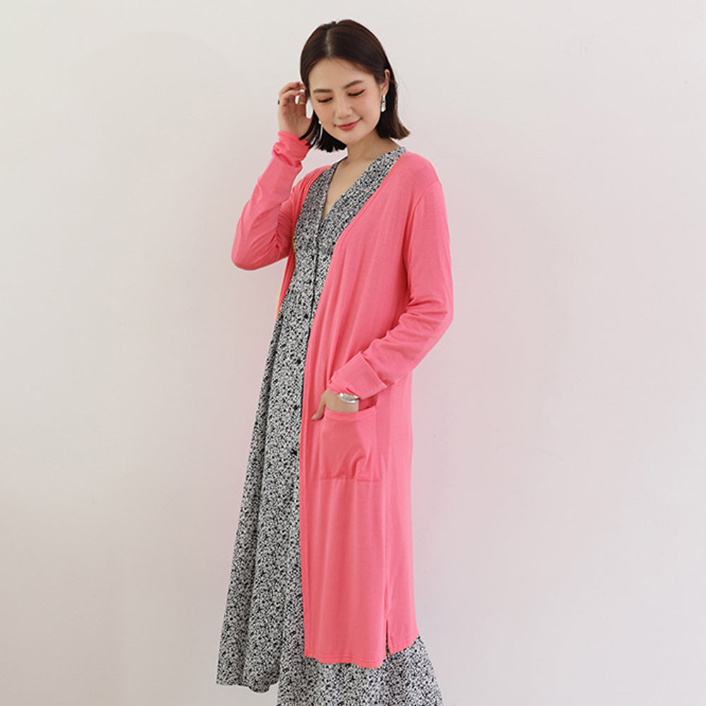 無地 サマーカーディガン レディース夏服 ローズ