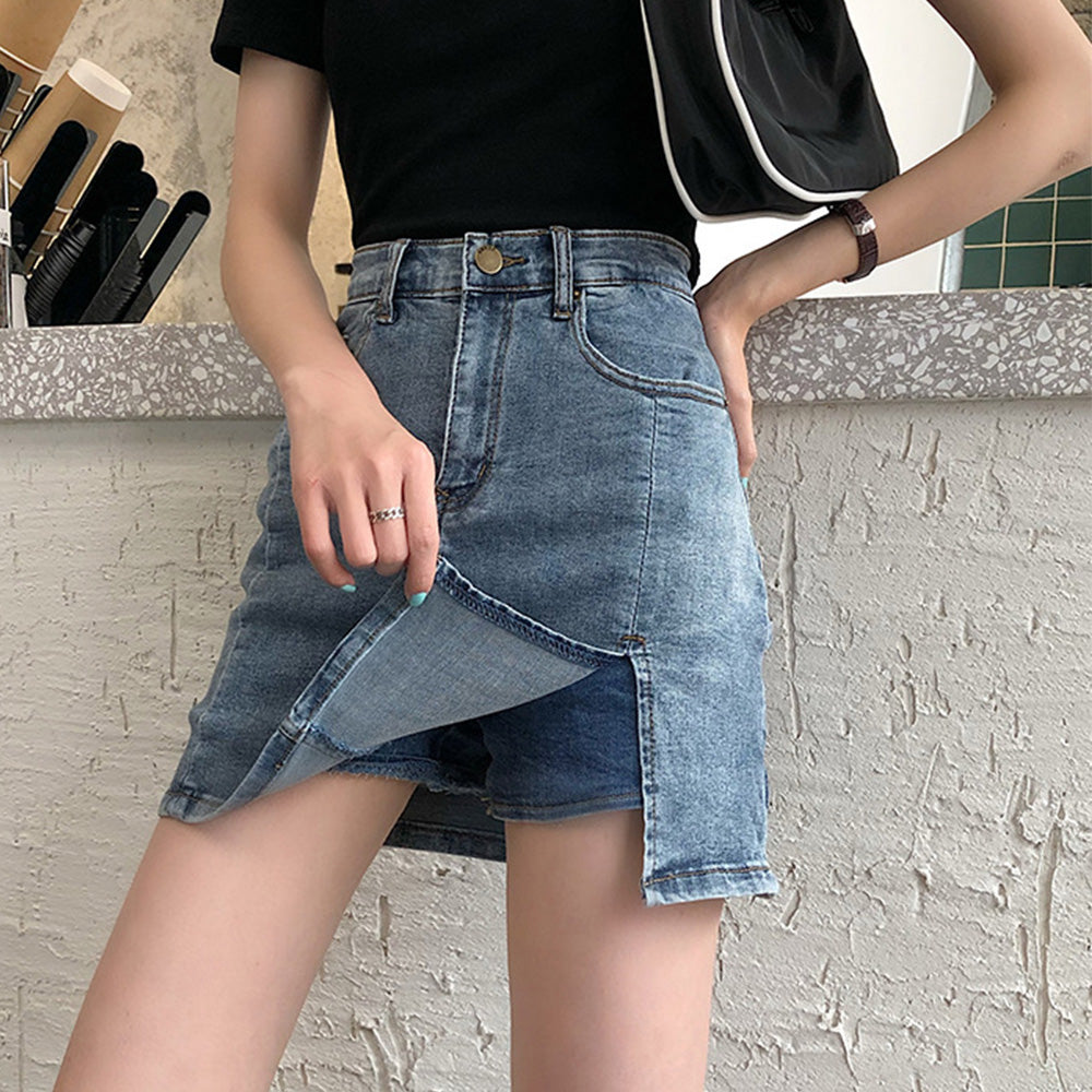 キュロット デニムスカート ミニスカート ブルー