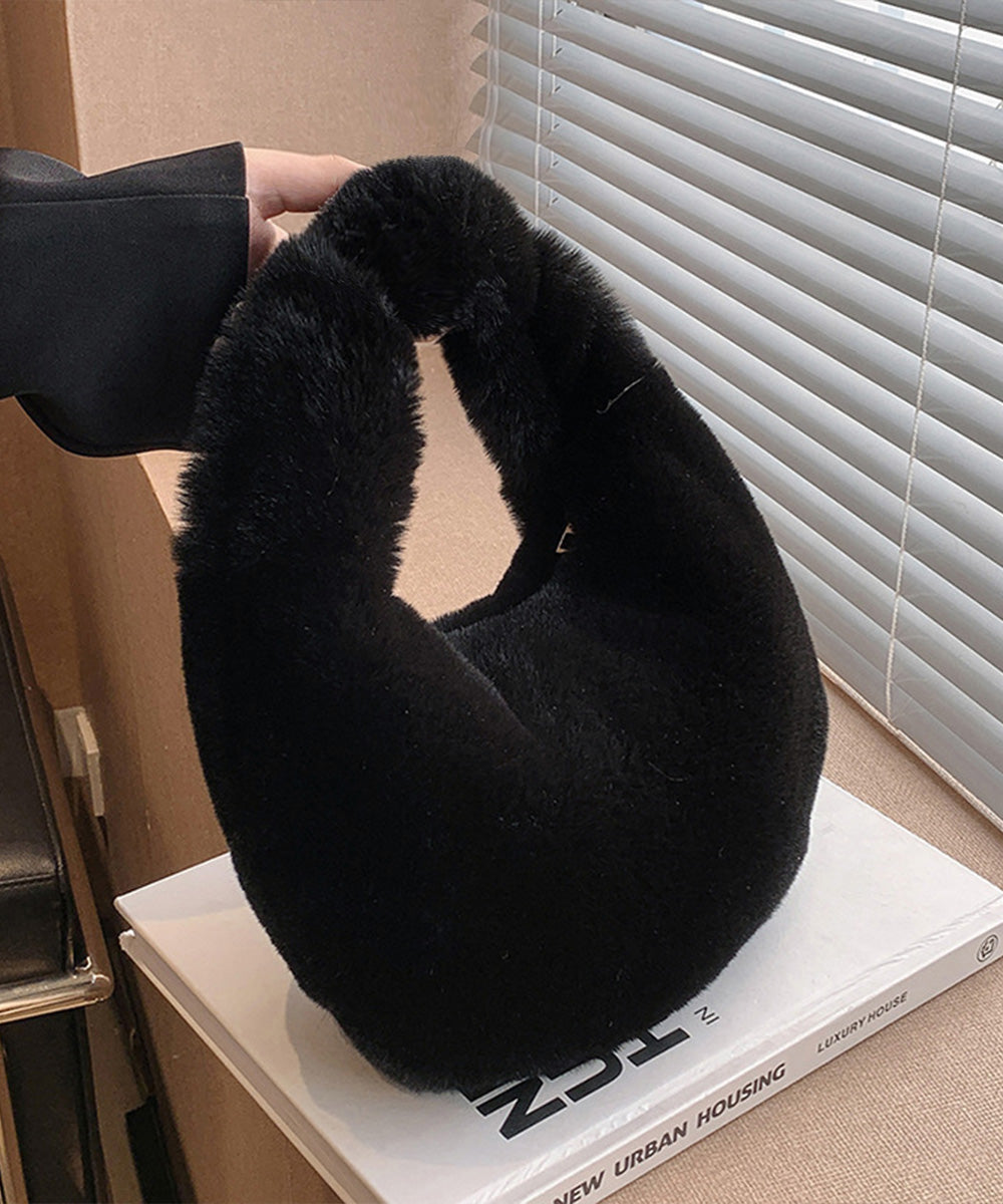 エコファーバッグ ワンハンドルバッグ秋冬 ブラック