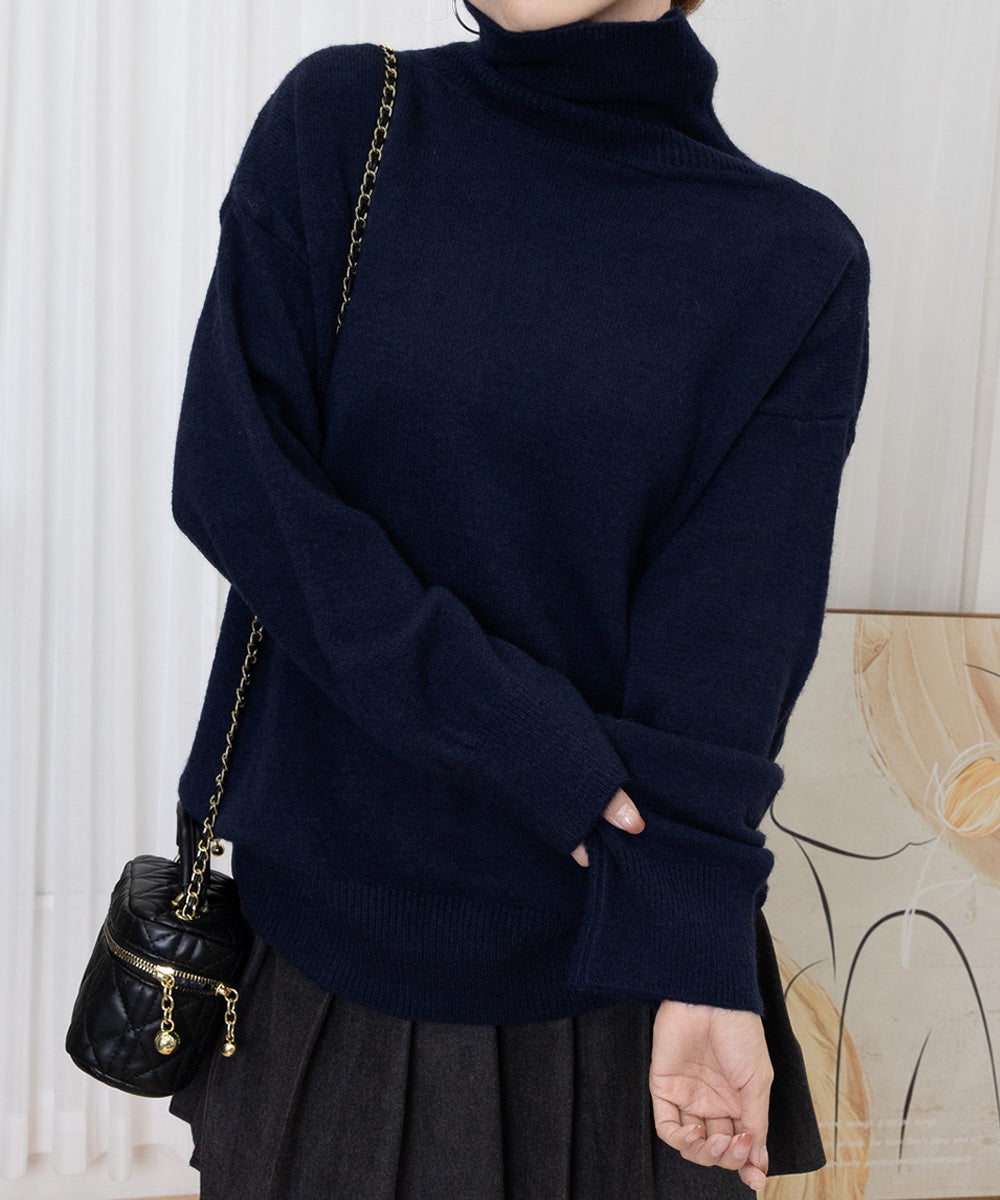 タートルネックニット レディース 秋冬服 ハイネック セーター あたたか 長袖 ニットトップス 無地 シンプル 大人カジュアル ニットソー オルチャン人気セーター WANGYUE-035
