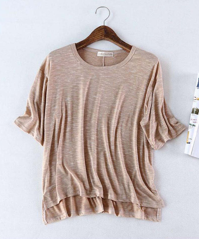 ｔシャツ レディース 半袖 カットソー キャメル