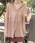 長袖シアーカーディガン 夏服シアーシャツ UV対策カーディガン シフォンブラウスレディース ロング丈トップス体型カバー 羽織り 日除けシャツブラウス透け感 韓国風 ZHUIMR-052