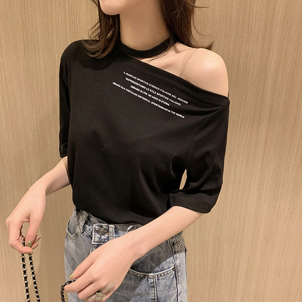 ワンショルダー ｔシャツ レディース ブラック