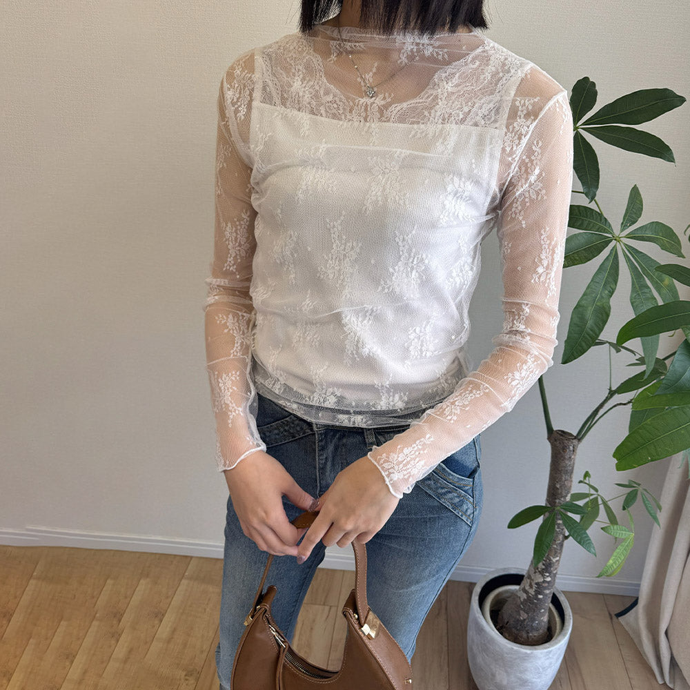 レース チュール トップス レディース 詳細画像18