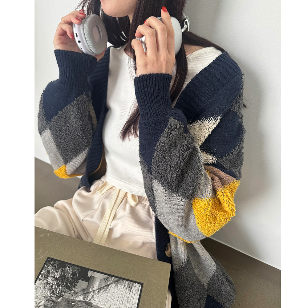 配色ニットカーディガン 韓国風レディース 詳細画像35