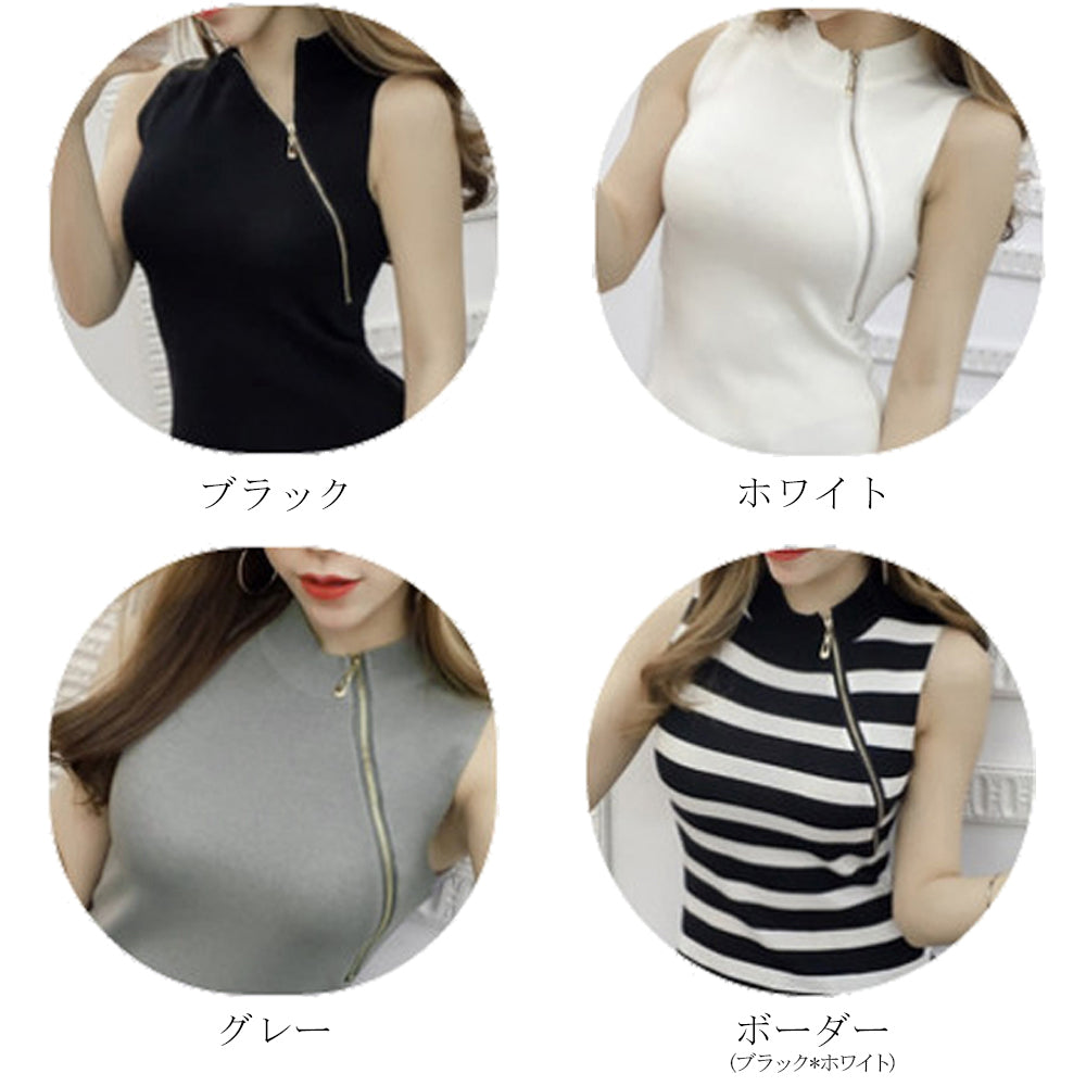 ノースリーブ ニット トップス 詳細画像2