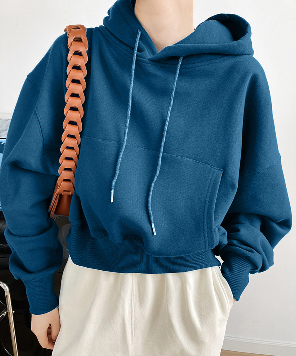 フード付き パーカー レディース秋冬服 ディープブルー